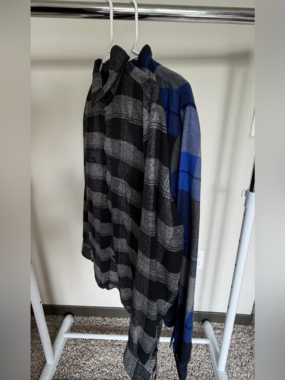 Express Black and Blue Flannel Button-Down (2)(Large)